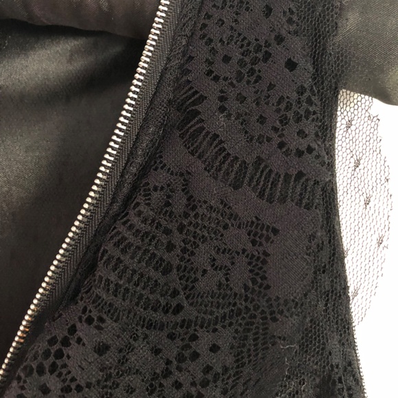 Black Lace Zip Up Mini Dress sz S - Picture 5 of 10